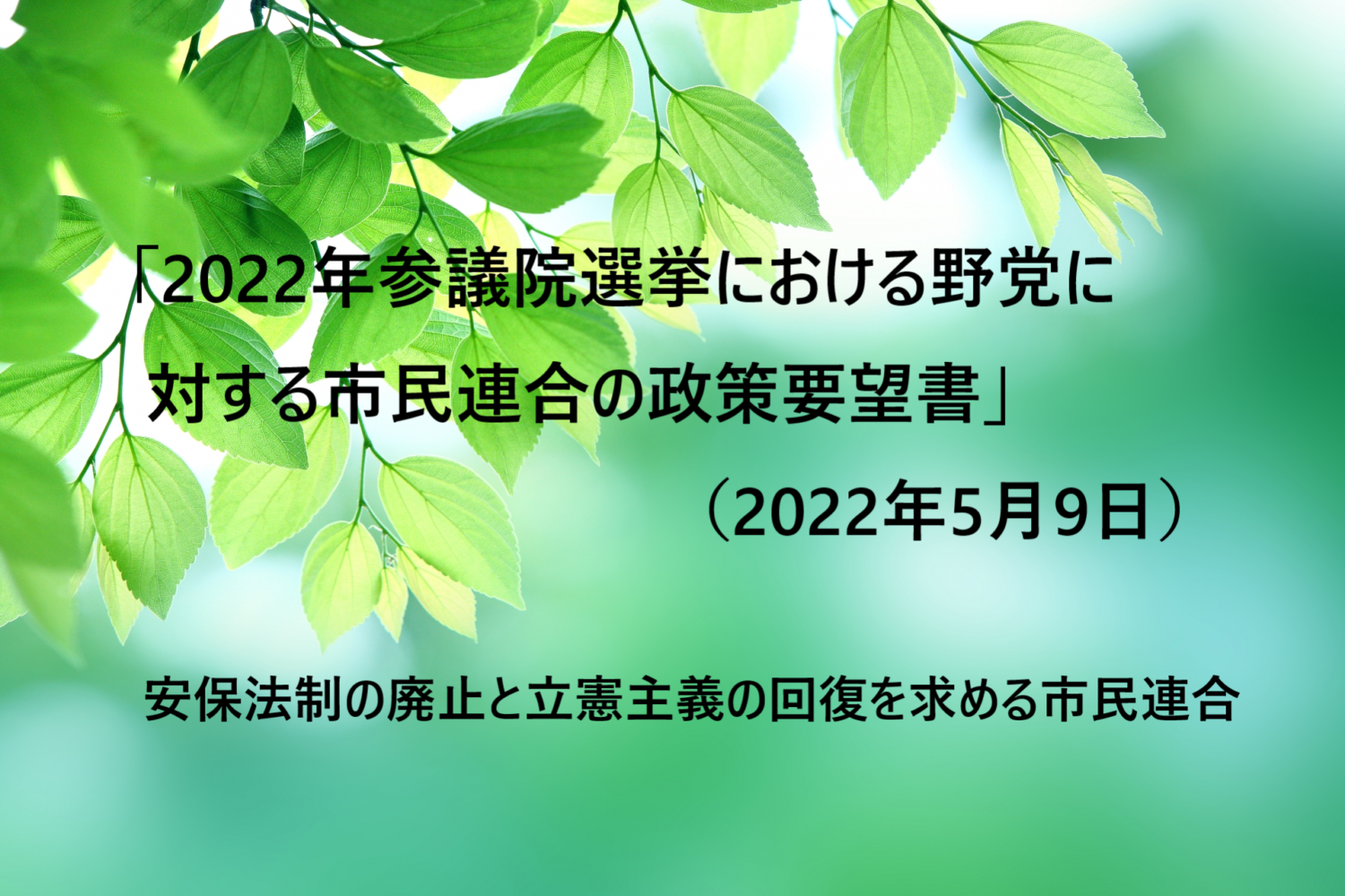 2022年参議院選挙における野党に対する市民連合の政策要望書